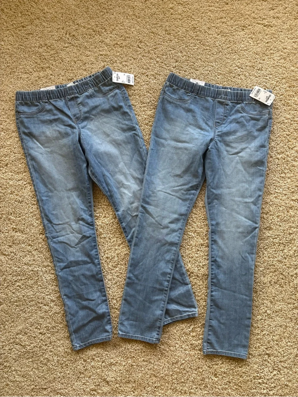 NWT Lot of 2 OshKosh B’Gosh Girls Denim Jeggings - Light Wash Size 14